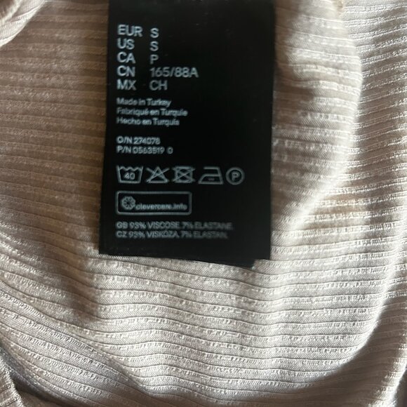 H&M Cream Beige Super Soft Ribbed High-Neck Fitted Turtleneck Sweater Size S - Picture 6 of 12